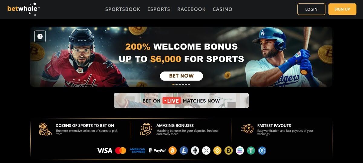 Screenshot of BetWhale casino with deep sea wins and big jackpots