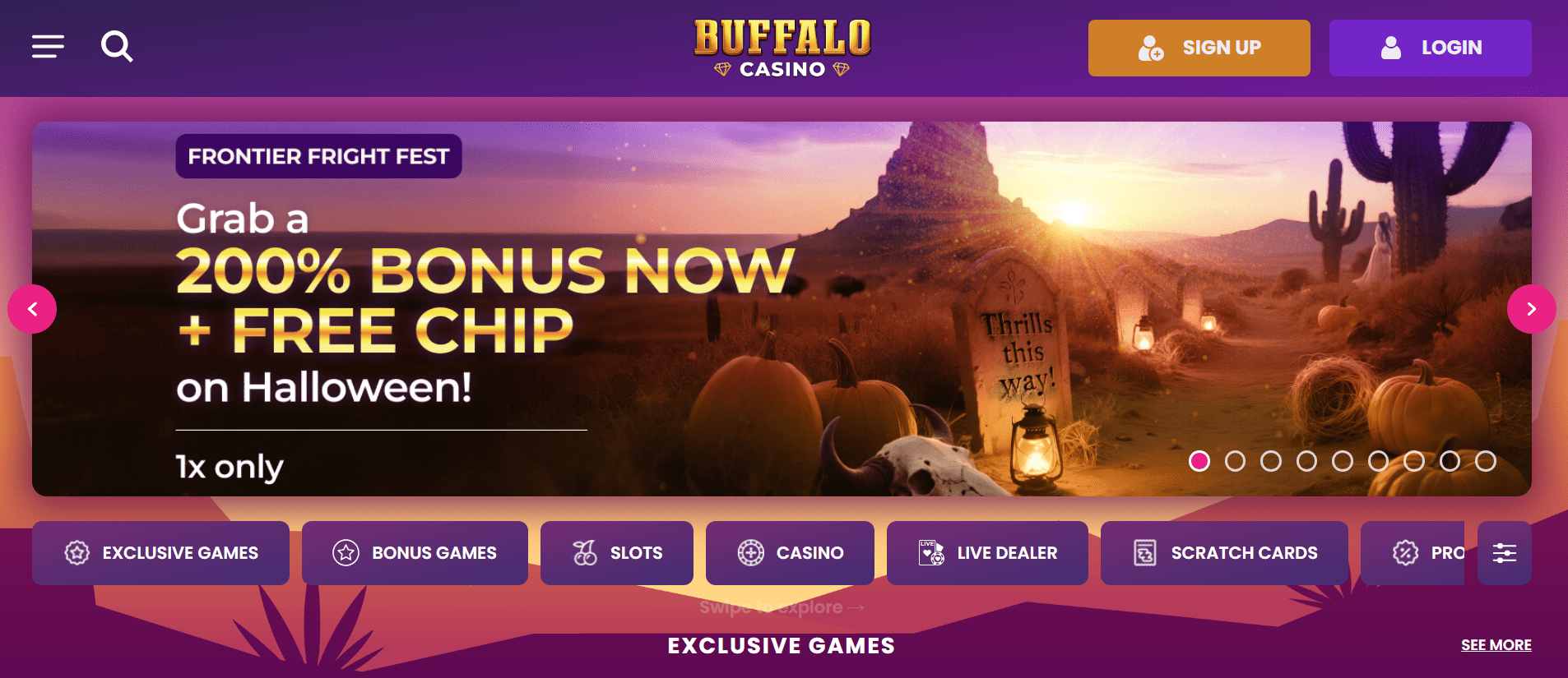 Screenshot of Buffalo Casino big reels and lively atmosphere